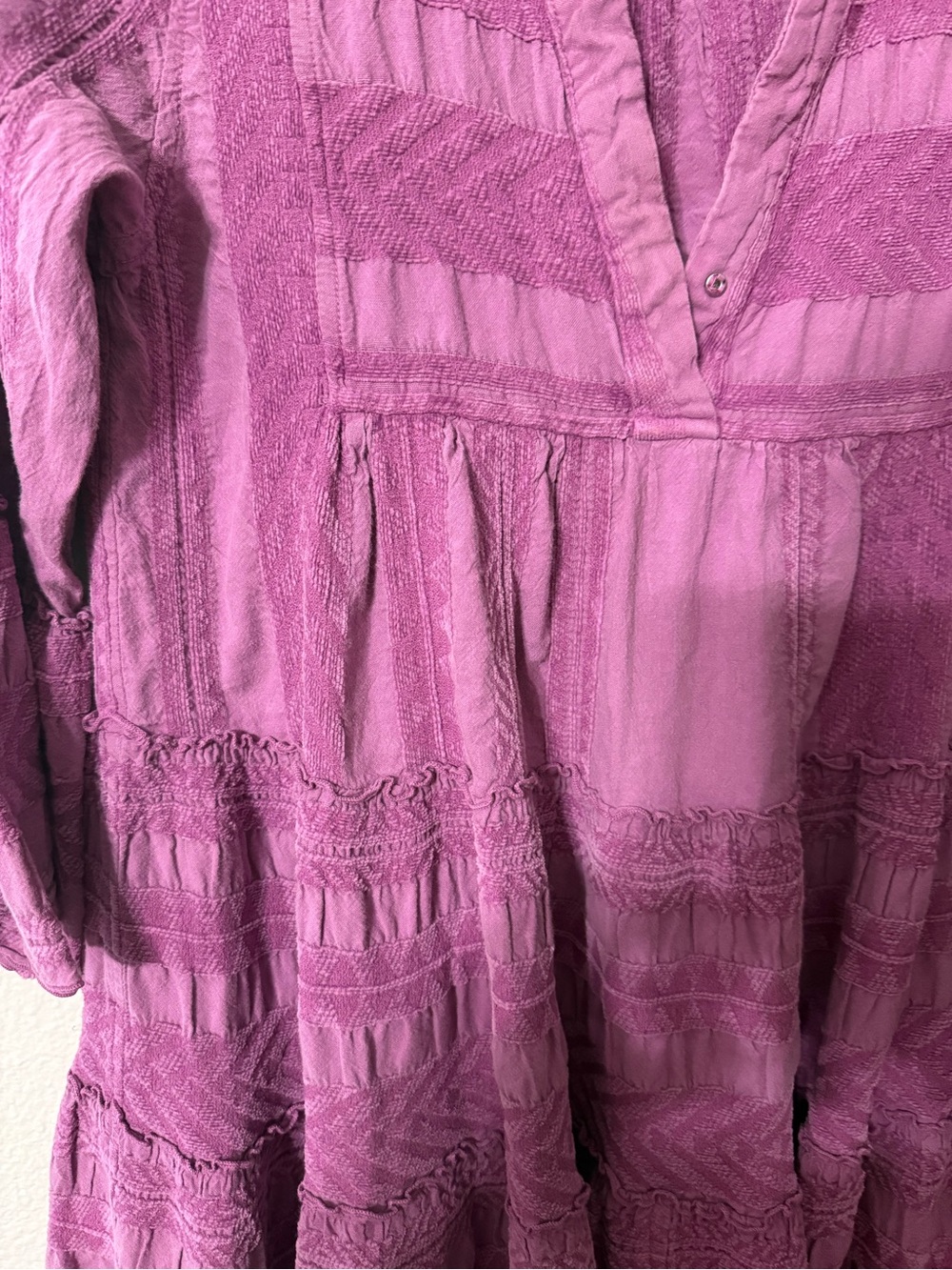 Devotion Twins Ella Jacquard Cotton Silk Tiered Boho Mini Dress XS Purple - Picture 3 of 5